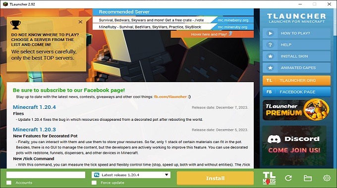 TLauncher Full Version - Download Minecraft Launcher